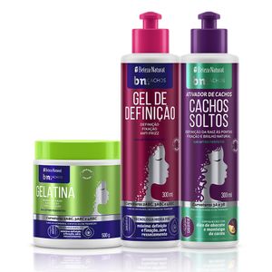 Kit Trio de Finalização Gel Definição + Gelatina + Ativador Cachos Soltos (3 itens)