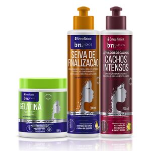 Kit Trio de Finalização Gelatina + Seiva + Ativador Cachos Intensos (3 itens)
