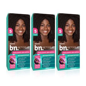 Kit Tonalizante Sem Amônia 90g Castanho Claro 5.0 (3 itens) | BN Cachos