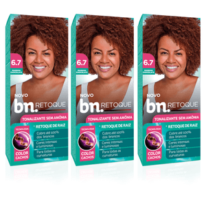 Kit Tonalizante Sem Amônia Marrom Chocolate 6.7 90g (3 itens) | BN Cachos