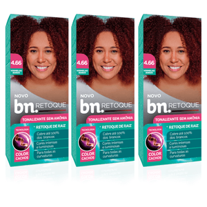 Kit Tonalizante Sem Amônia Vermelho Bordô 4.66 90g (3 itens) | BN Cachos