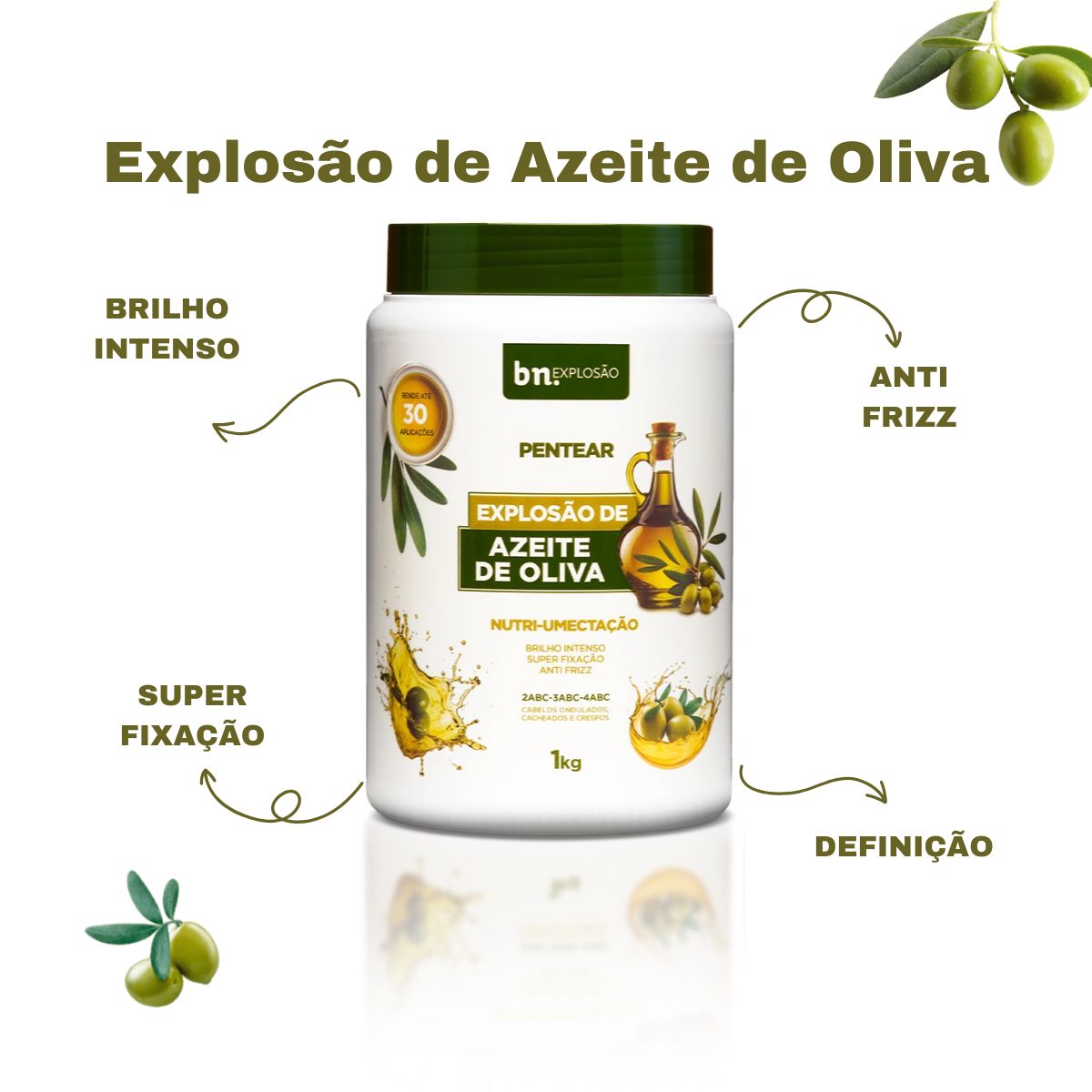 Creme de Pentear Explosão Azeite de Oliva 1Kg | bn.Cachos - bn.Cachos
